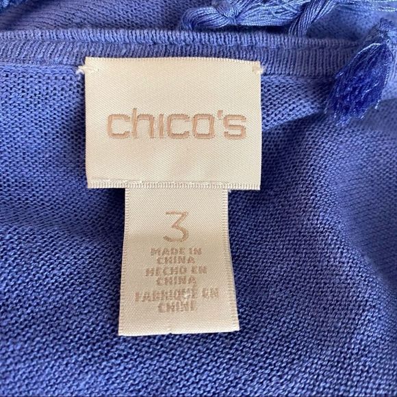 Chico’s blue linen crochet lace accents cardigan sweater - Picture 7 of 10